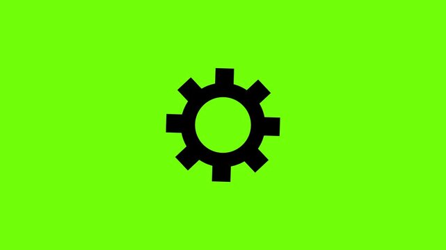 Gear icon on bright green background with black half a flat vector illustration cog cogwheel setting