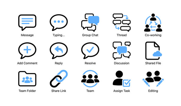 Team communication icons showing messaging and collaboration tools