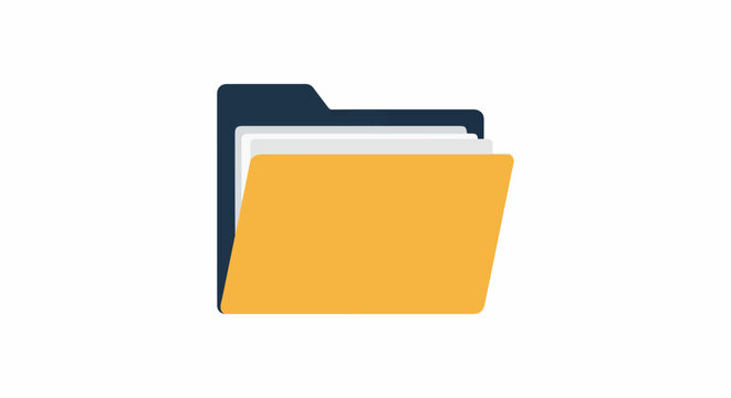 Open file folder with stacked papers, flat design, clean, organized documents