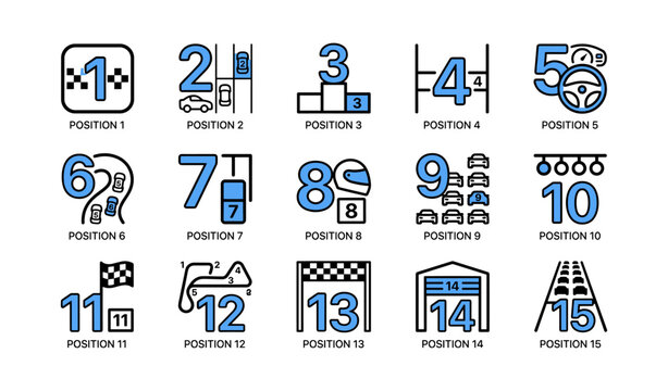 Numbered racing position icons arranged in a grid layout