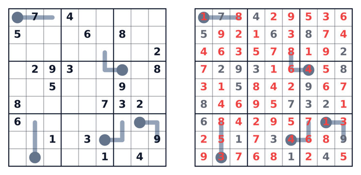 Sudoku thermo puzzle 9x9 expert level for adults printable with answers A4