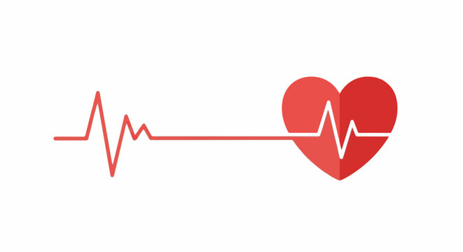 A red heart with a white ECG line running through it