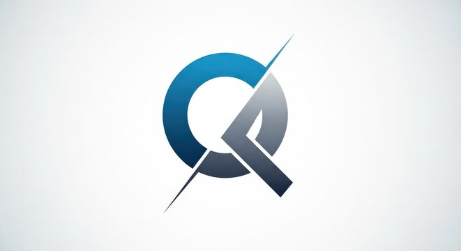 Abstract modern logo design featuring a blue circle and a grey angular shape intersected by a diagonal line.