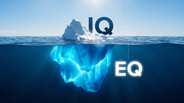 IQ vs EQ Iceberg Concept Emotional Intelligence Psychology Illustration