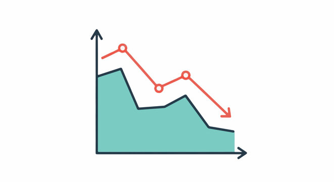 A decreasing trend is shown on a simple graphic chart with an arrow indicating downward movement
