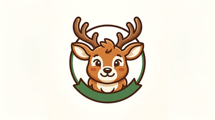 Fototapeta premium Friendly deer mascot logo for wilderness or outdoor brand with branding