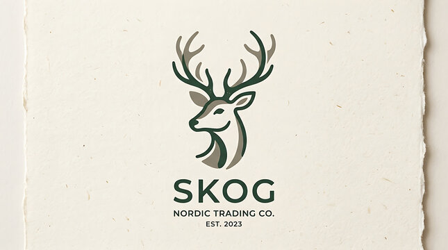 Nordic trading co deer head logo design with trading company, nature lover