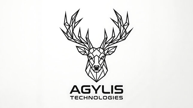 Geometric low poly deer head logo for agylis technology company with geometric