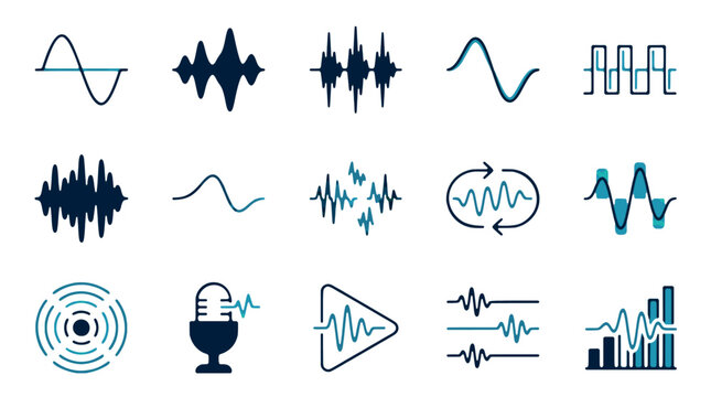 Collection of Audio Waveform and Sound Icons