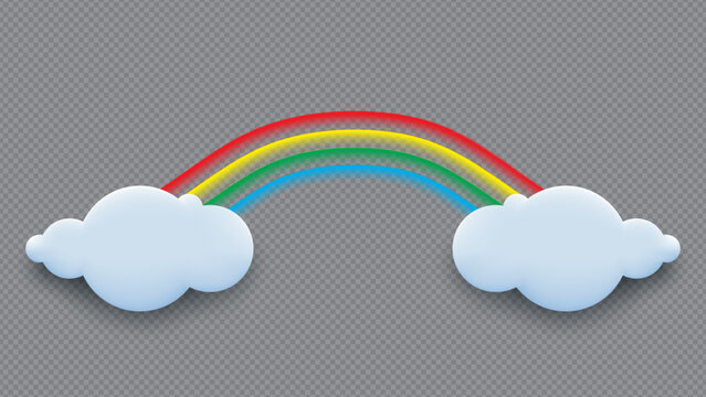 Rainbow and Clouds Weather Icon Illustration on transparent background