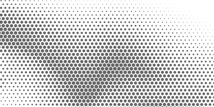 Vector pattern of white honeycombs with broken lines on a black background. hexagon