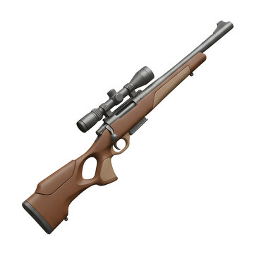 Hunting Rifle with Scope on Transparent Background
