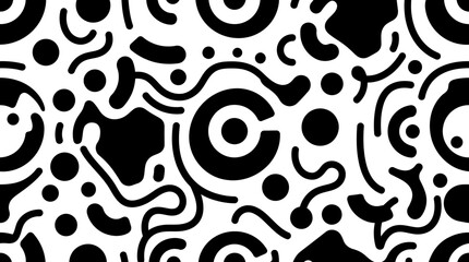 Fototapeta premium Black and white abstract shapes pattern.