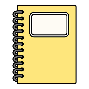 Yellow Spiral Notebook Cartoon Style Illustration Isolated