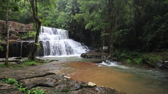 Pang Sida Waterfall is a beautiful waterfall located in the middle of a rainforest, within the Pang Sida National Park, Sa Kaeo Province, Thailand.