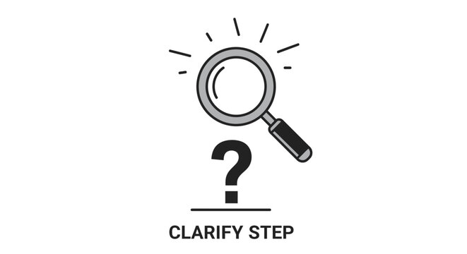 Magnifying glass over question mark, concept of clarification and problem solving
