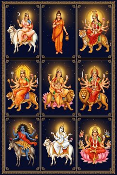 Nav Durga Nine Divine Forms Mosaic