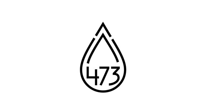 Bold black outline drop icon containing number 473