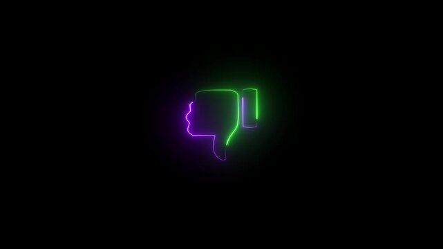 Thumbs Down Dislike Icon Neon Glow Animation 
