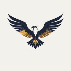 Fototapeta premium Eagle bird mascot logo flying with large spread wings.