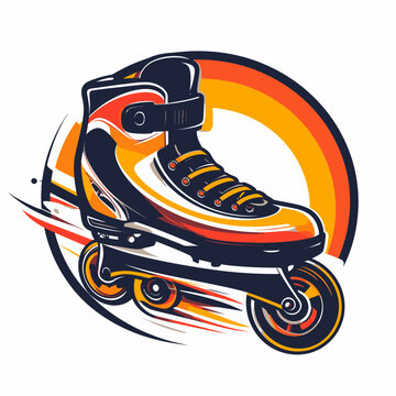 Fast inline skate with colorful background and motion trails.