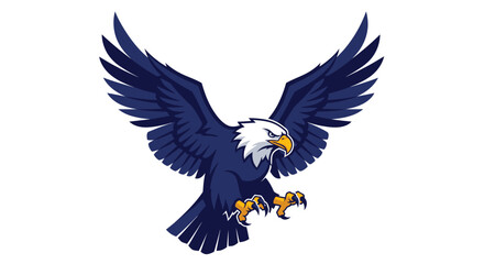 Fototapeta premium Flying bald eagle mascot logo on white.