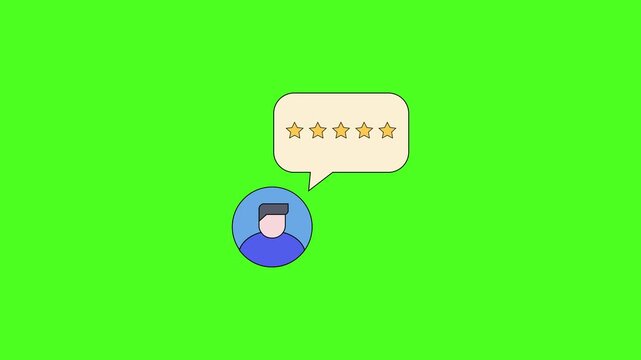 Five Star Feedback and Review Icon 4k Animation 