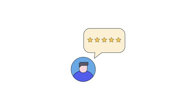 Five Star Feedback and Review Icon 4k Animation 