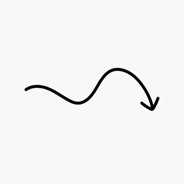 Black arrow doodle illustration, hand drawn design on white background