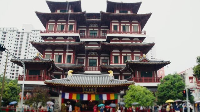 Rainy day at buddha tooth relic temple and museum in singapore