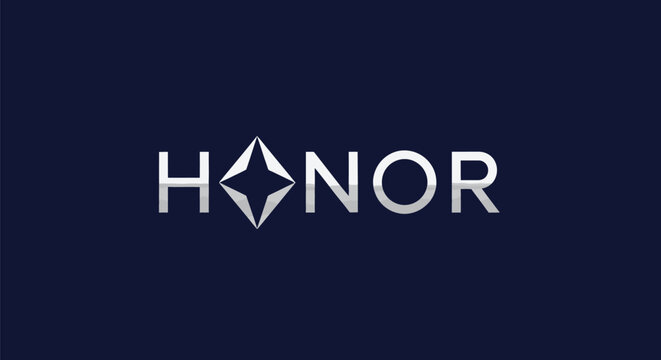 Minimalist honor typography logo with star icon on dark background.