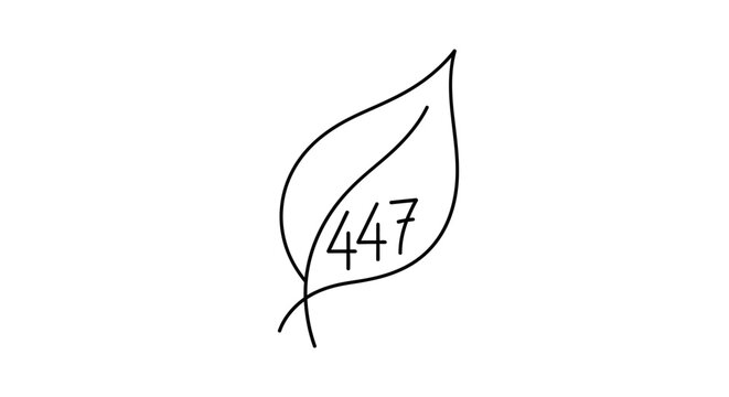 Minimalist leaf line art with number 447.