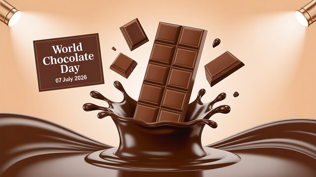 Delicious chocolate bar with liquid splash for chocolate day