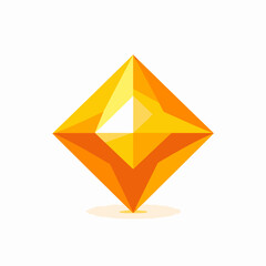 Fototapeta premium Orange diamond gemstone icon with shadow.