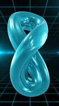 A blue infinity loop floats over a digital grid background
