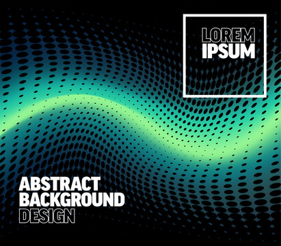 This abstract background features a vibrant green wave combined with a dark halftone pattern. Use this stylish abstract background for modern graphic design and digital media projects.