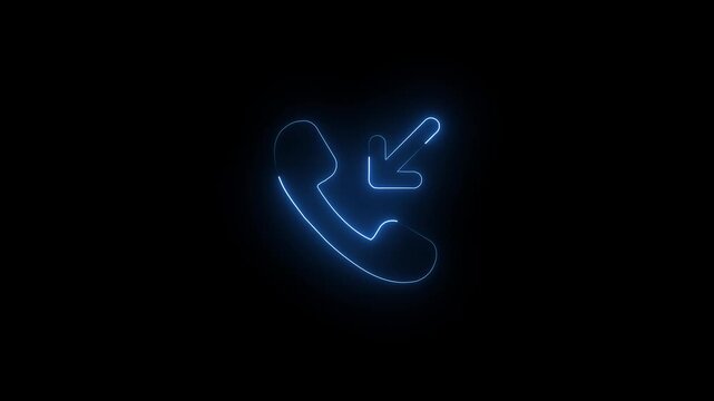 Incoming Phone Call Neon Icon Loop Animation 