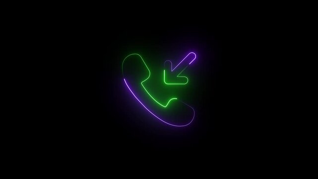Incoming Phone Call Neon Icon Loop Animation 