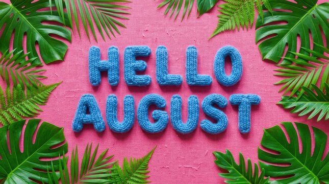 Hello August Tropical Leaves Design