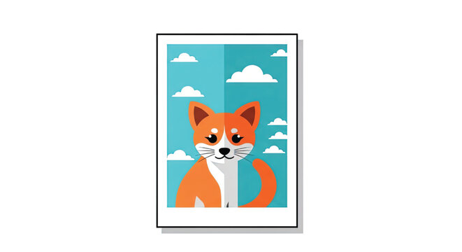 Cartoon Orange Fox Looking Out.