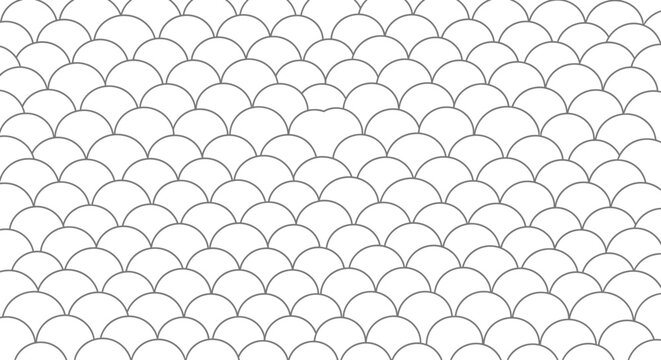 Seamless Fish Scale Pattern Background, Geometric Repetitive Design, Outline Art
