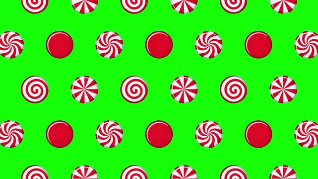 Striped sugar candy animation. Peppermint swirl candies seamless pattern. 4K animation for new years day, sweet-stuff, winter holiday, dessert, new years event