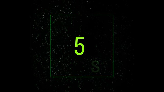Green number 7 and letter S inside frame. Technical green number 7 and letter S for time duration countdowns. Modern green number 7 and letter S on dark.