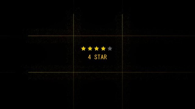 Four yellow stars and gray star rating on dark. Commercial four yellow stars and gray star rating for client feedback. Professional four yellow stars and gray star rating dashboard.