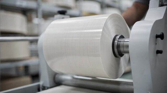 Medium shot of a lightweight composite bobbin in use highlighting its sleek modern construction ideal for efficient handling and transport.