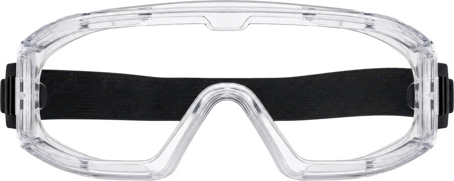 Clear protective safety goggles isolated on transparent background