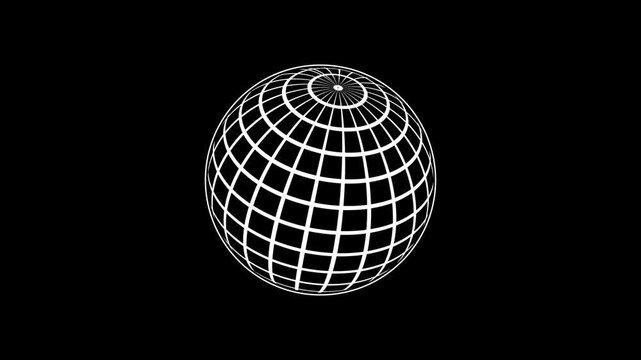 3D planet globe icon with a looping rotation animation. Planet made of a grid of lines. World globe icon rotation animation line, planet. Globe or word icon animation.