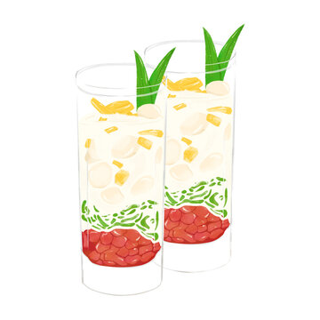 Vietnamese iced traditional beverages che thai illustration 