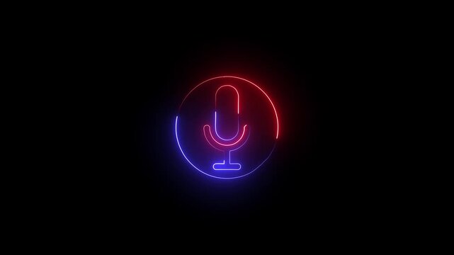 Microphone Icon Neon Loop Animation 