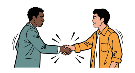 Fototapeta premium Business Handshake Illustration of Diverse Men Closing a Deal